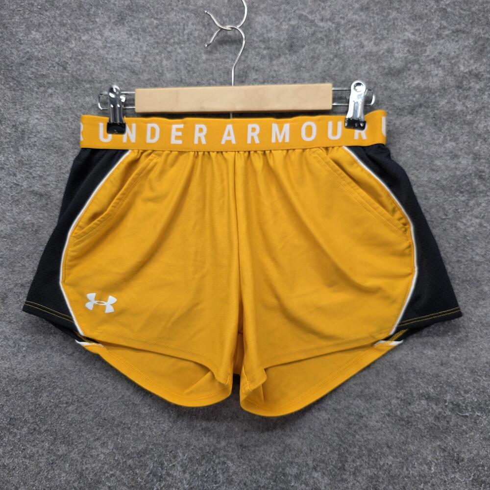 Under Armour Shorts Womens S Gold 3 In Running Athletic Lined Pockets Breathable